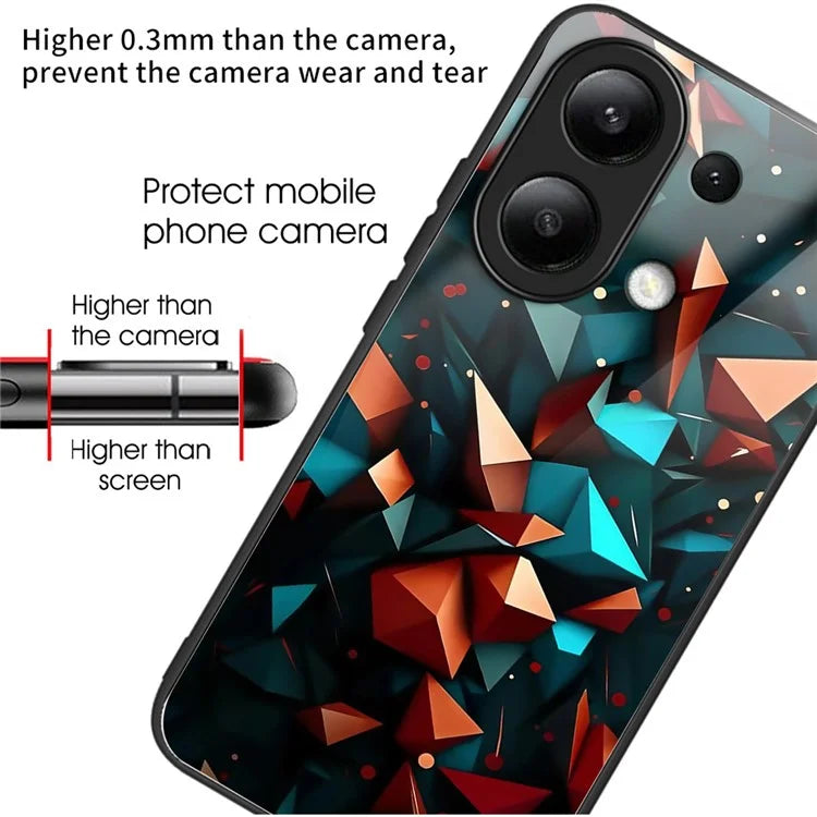 For Xiaomi Redmi Note 13 4G Case Tempered Glass TPU Drop-Proof Phone Cover Pattern Printing