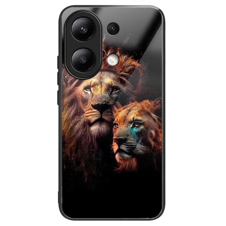 For Xiaomi Redmi Note 13 4G Case Tempered Glass TPU Drop-Proof Phone Cover Pattern Printing