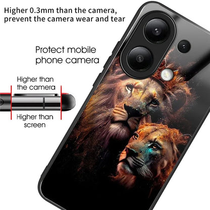 For Xiaomi Redmi Note 13 4G Case Tempered Glass TPU Drop-Proof Phone Cover Pattern Printing