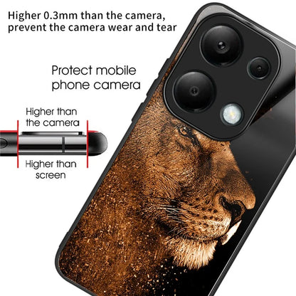 For Xiaomi Redmi Note 13 Pro 4G / Poco M6 Pro 4G Case Tempered Glass TPU Drop-Proof Phone Cover Pattern Printing