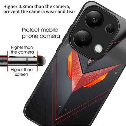 For Xiaomi Redmi Note 13 Pro 4G / Poco M6 Pro 4G Case Tempered Glass TPU Drop-Proof Phone Cover Pattern Printing