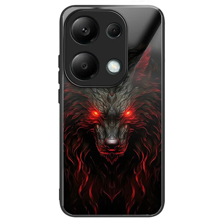For Xiaomi Redmi Note 13 Pro 4G / Poco M6 Pro 4G Case Tempered Glass TPU Drop-Proof Phone Cover Pattern Printing