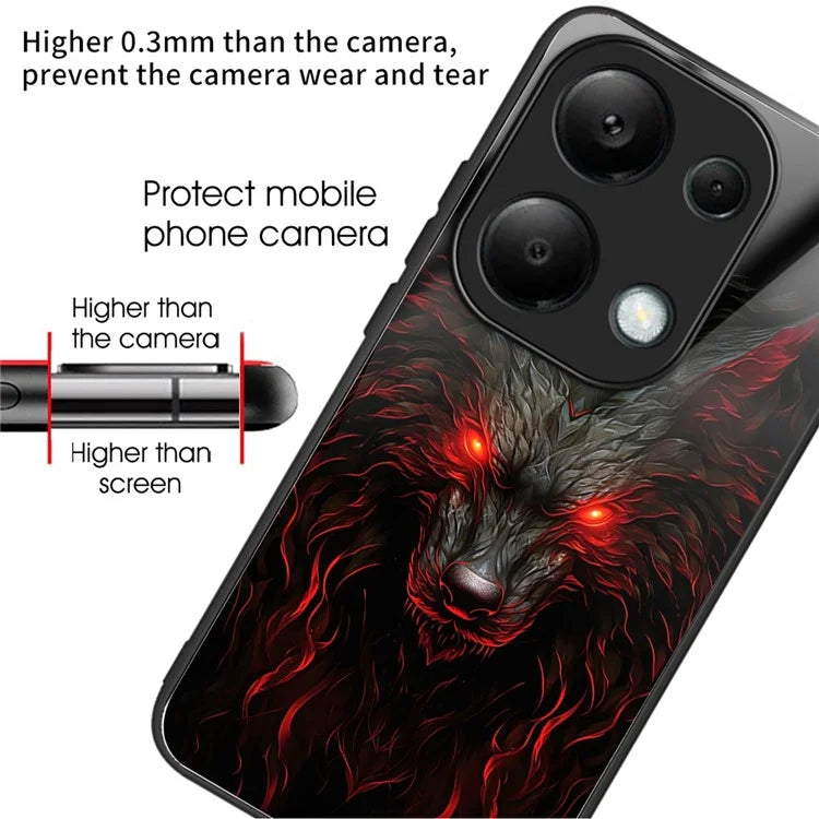 For Xiaomi Redmi Note 13 Pro 4G / Poco M6 Pro 4G Case Tempered Glass TPU Drop-Proof Phone Cover Pattern Printing