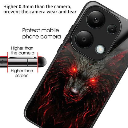For Xiaomi Redmi Note 13 Pro 4G / Poco M6 Pro 4G Case Tempered Glass TPU Drop-Proof Phone Cover Pattern Printing