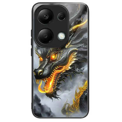 For Xiaomi Redmi Note 13 Pro 4G / Poco M6 Pro 4G Case Tempered Glass TPU Drop-Proof Phone Cover Pattern Printing