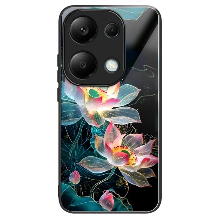 For Xiaomi Redmi Note 13 Pro 4G / Poco M6 Pro 4G Case Tempered Glass TPU Drop-Proof Phone Cover Pattern Printing
