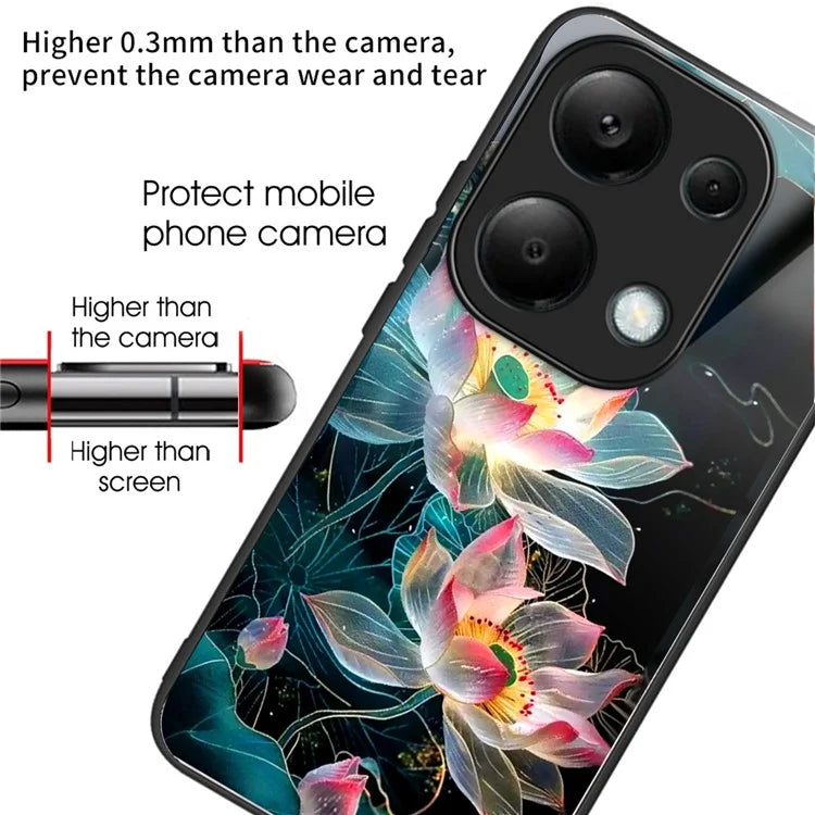For Xiaomi Redmi Note 13 Pro 4G / Poco M6 Pro 4G Case Tempered Glass TPU Drop-Proof Phone Cover Pattern Printing