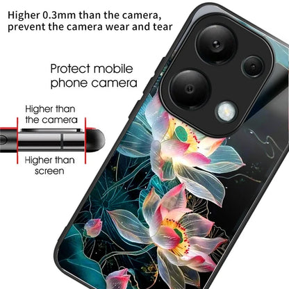 For Xiaomi Redmi Note 13 Pro 4G / Poco M6 Pro 4G Case Tempered Glass TPU Drop-Proof Phone Cover Pattern Printing