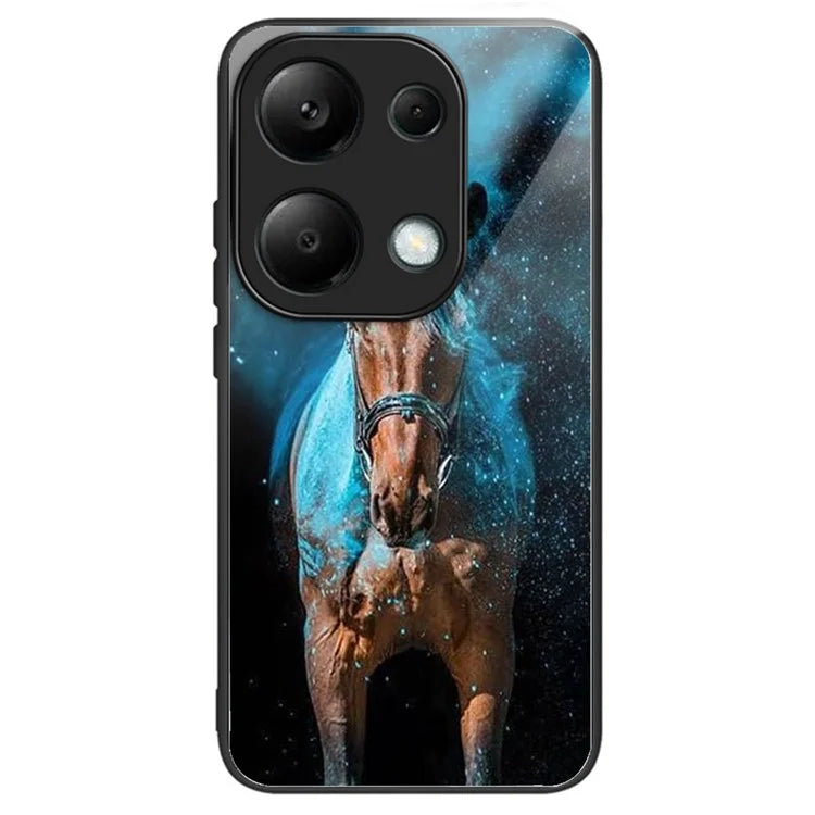 For Xiaomi Redmi Note 13 Pro 4G / Poco M6 Pro 4G Case Tempered Glass TPU Drop-Proof Phone Cover Pattern Printing
