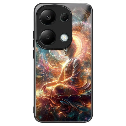 For Xiaomi Redmi Note 13 Pro 4G / Poco M6 Pro 4G Case Tempered Glass TPU Drop-Proof Phone Cover Pattern Printing