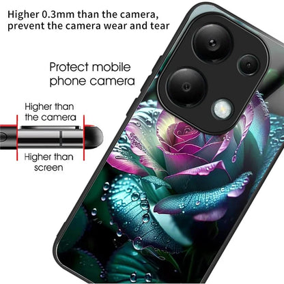 For Xiaomi Redmi Note 13 Pro 4G / Poco M6 Pro 4G Case Tempered Glass TPU Drop-Proof Phone Cover Pattern Printing