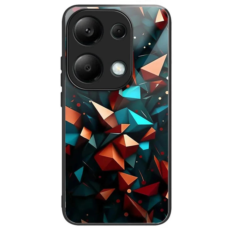 For Xiaomi Redmi Note 13 Pro 4G / Poco M6 Pro 4G Case Tempered Glass TPU Drop-Proof Phone Cover Pattern Printing