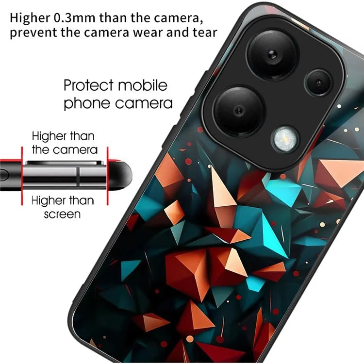 For Xiaomi Redmi Note 13 Pro 4G / Poco M6 Pro 4G Case Tempered Glass TPU Drop-Proof Phone Cover Pattern Printing