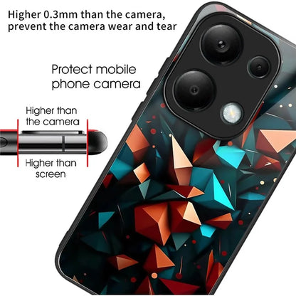 For Xiaomi Redmi Note 13 Pro 4G / Poco M6 Pro 4G Case Tempered Glass TPU Drop-Proof Phone Cover Pattern Printing