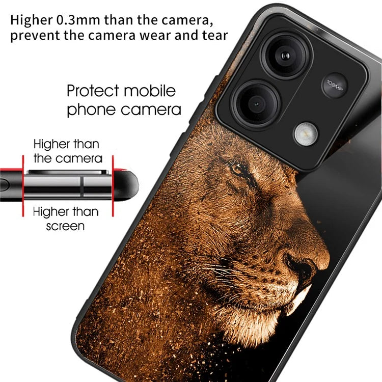 For Xiaomi Redmi Note 13 5G Case Tempered Glass TPU Drop-Proof Phone Cover Pattern Printing