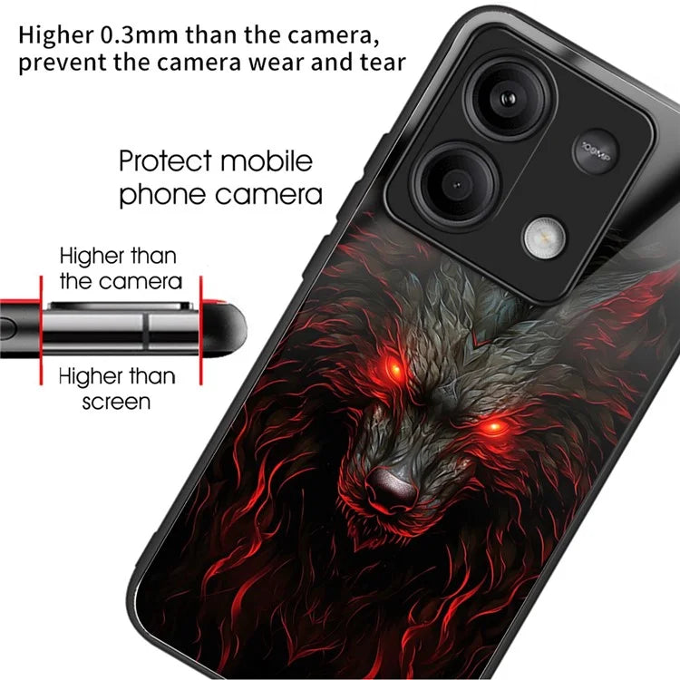 For Xiaomi Redmi Note 13 5G Case Tempered Glass TPU Drop-Proof Phone Cover Pattern Printing