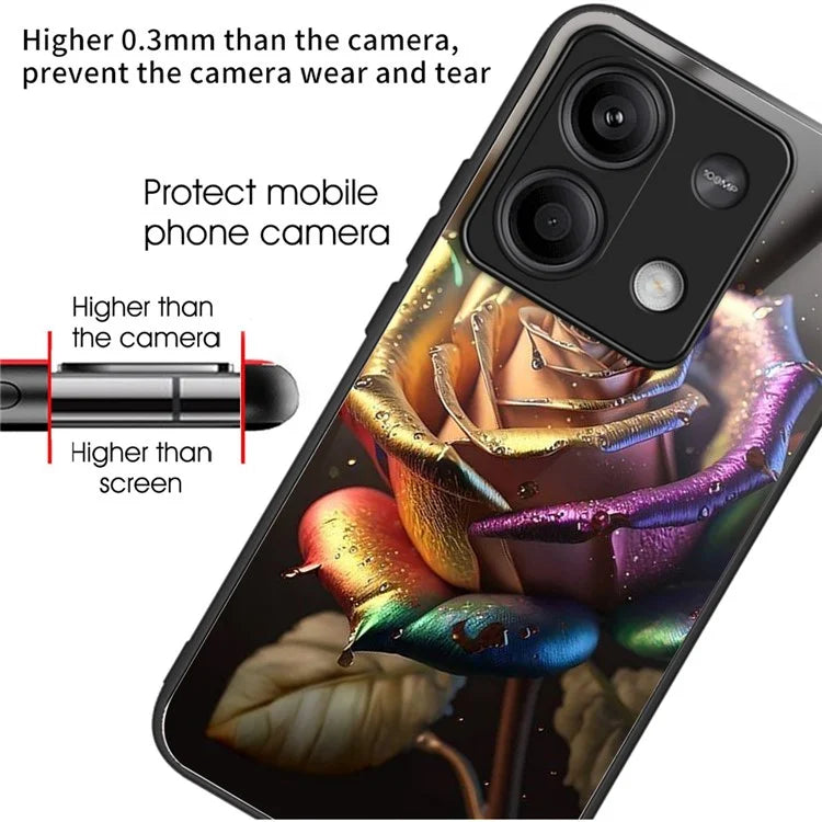 For Xiaomi Redmi Note 13 5G Case Tempered Glass TPU Drop-Proof Phone Cover Pattern Printing