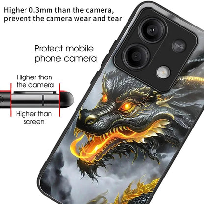 For Xiaomi Redmi Note 13 5G Case Tempered Glass TPU Drop-Proof Phone Cover Pattern Printing