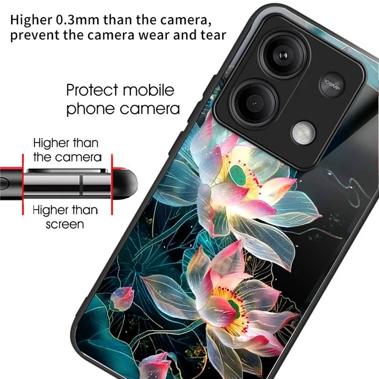 For Xiaomi Redmi Note 13 5G Case Tempered Glass TPU Drop-Proof Phone Cover Pattern Printing