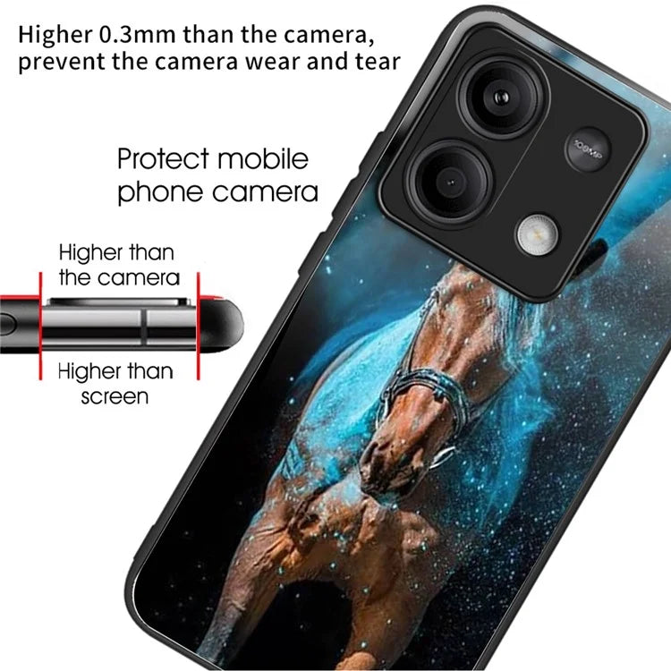 For Xiaomi Redmi Note 13 5G Case Tempered Glass TPU Drop-Proof Phone Cover Pattern Printing