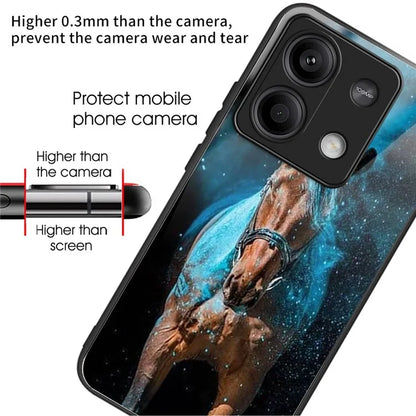 For Xiaomi Redmi Note 13 5G Case Tempered Glass TPU Drop-Proof Phone Cover Pattern Printing