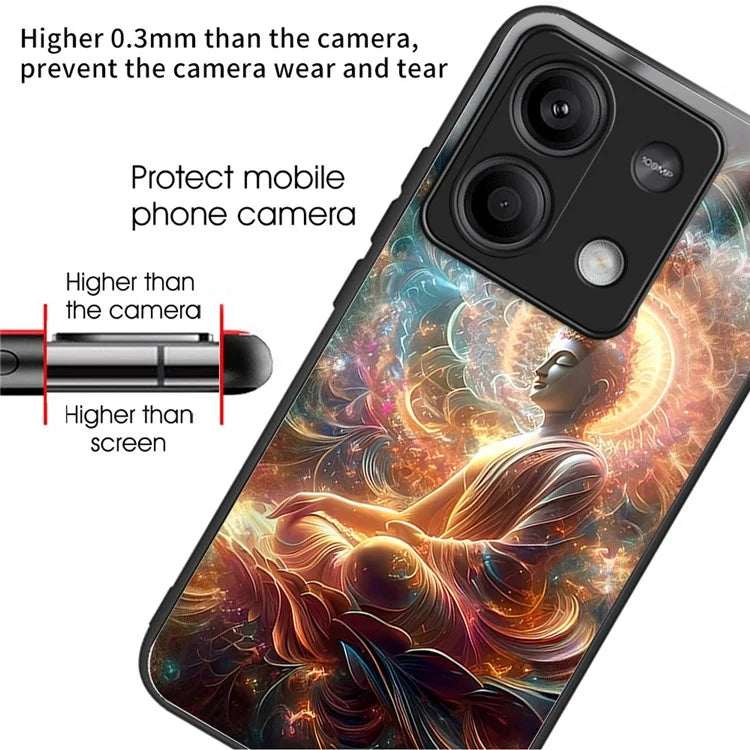 For Xiaomi Redmi Note 13 5G Case Tempered Glass TPU Drop-Proof Phone Cover Pattern Printing