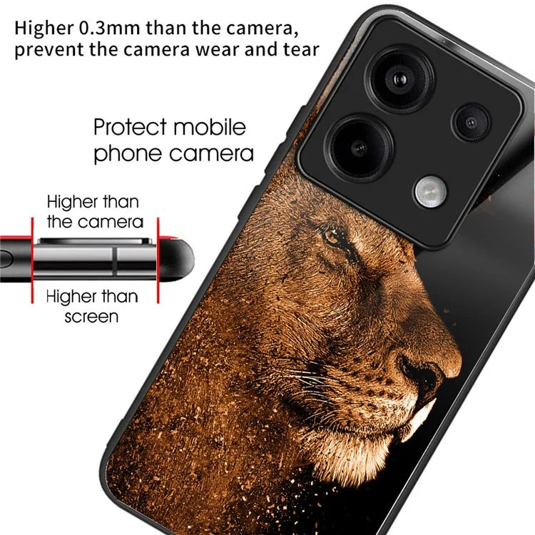 For Xiaomi Redmi Note 13 Pro 5G / Xiaomi Poco X6 5G Case Tempered Glass TPU Drop-Proof Phone Cover Pattern Printing