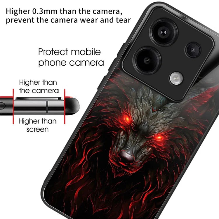 For Xiaomi Redmi Note 13 Pro 5G / Xiaomi Poco X6 5G Case Tempered Glass TPU Drop-Proof Phone Cover Pattern Printing
