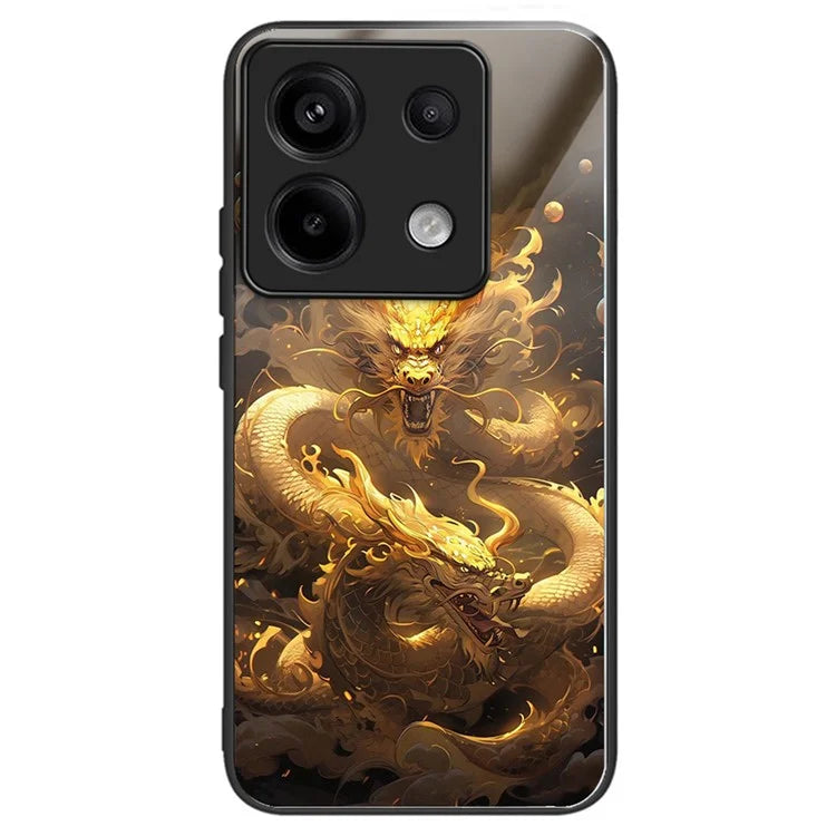 For Xiaomi Redmi Note 13 Pro 5G / Xiaomi Poco X6 5G Case Tempered Glass TPU Drop-Proof Phone Cover Pattern Printing