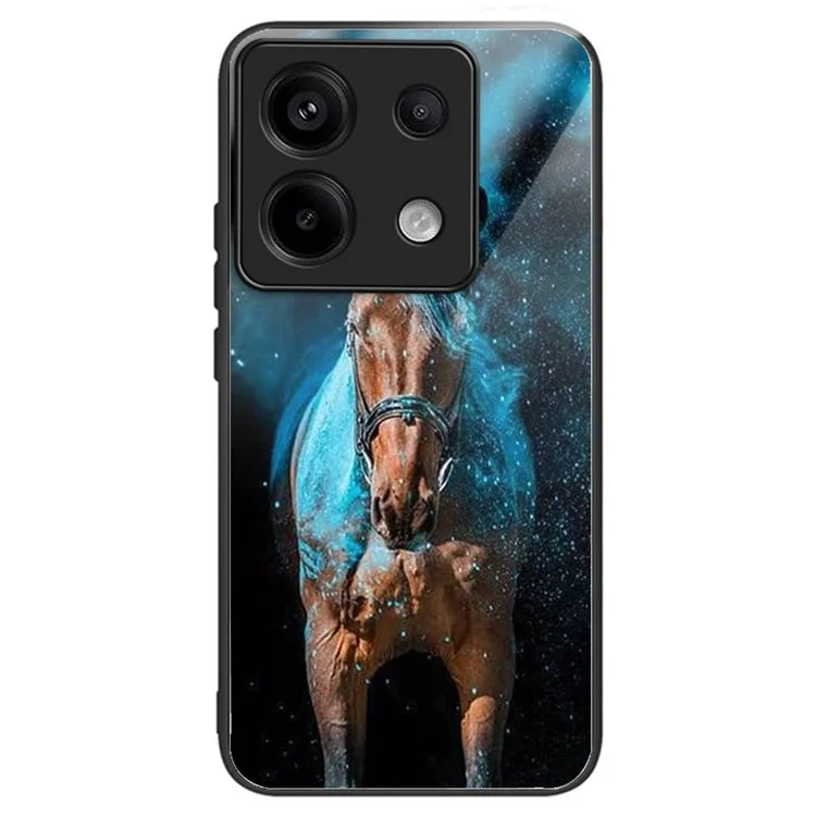 For Xiaomi Redmi Note 13 Pro 5G / Xiaomi Poco X6 5G Case Tempered Glass TPU Drop-Proof Phone Cover Pattern Printing