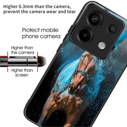 For Xiaomi Redmi Note 13 Pro 5G / Xiaomi Poco X6 5G Case Tempered Glass TPU Drop-Proof Phone Cover Pattern Printing