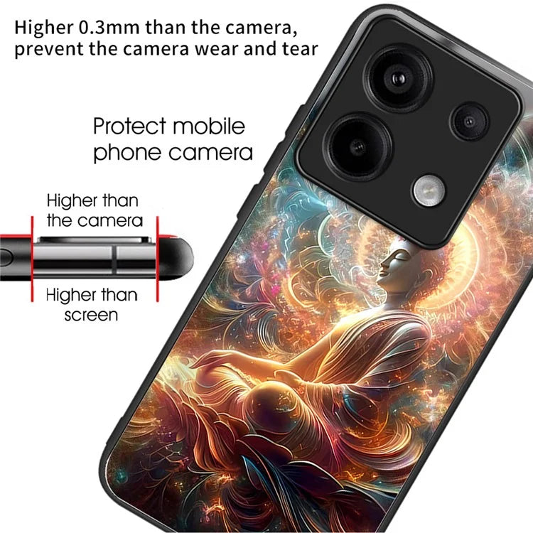 For Xiaomi Redmi Note 13 Pro 5G / Xiaomi Poco X6 5G Case Tempered Glass TPU Drop-Proof Phone Cover Pattern Printing
