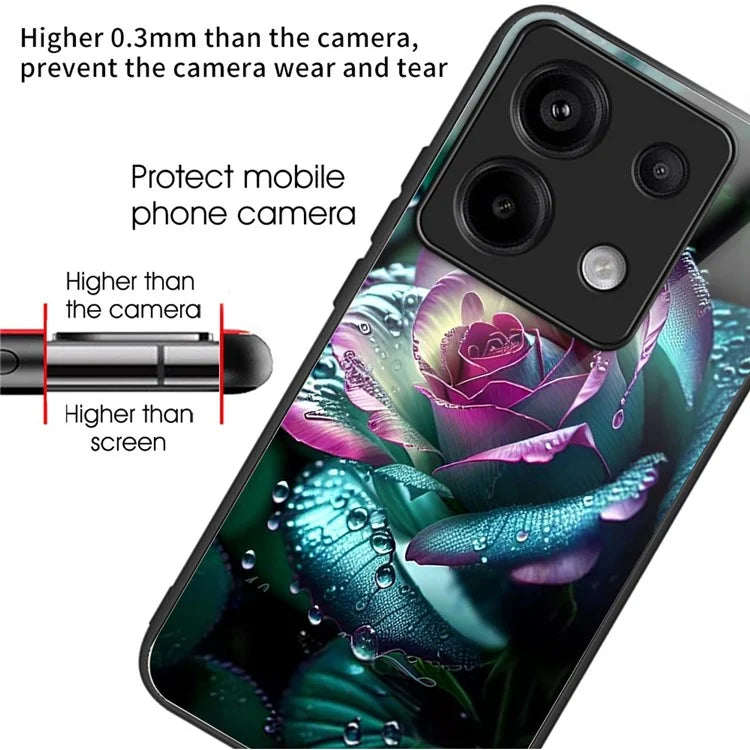 For Xiaomi Redmi Note 13 Pro 5G / Xiaomi Poco X6 5G Case Tempered Glass TPU Drop-Proof Phone Cover Pattern Printing