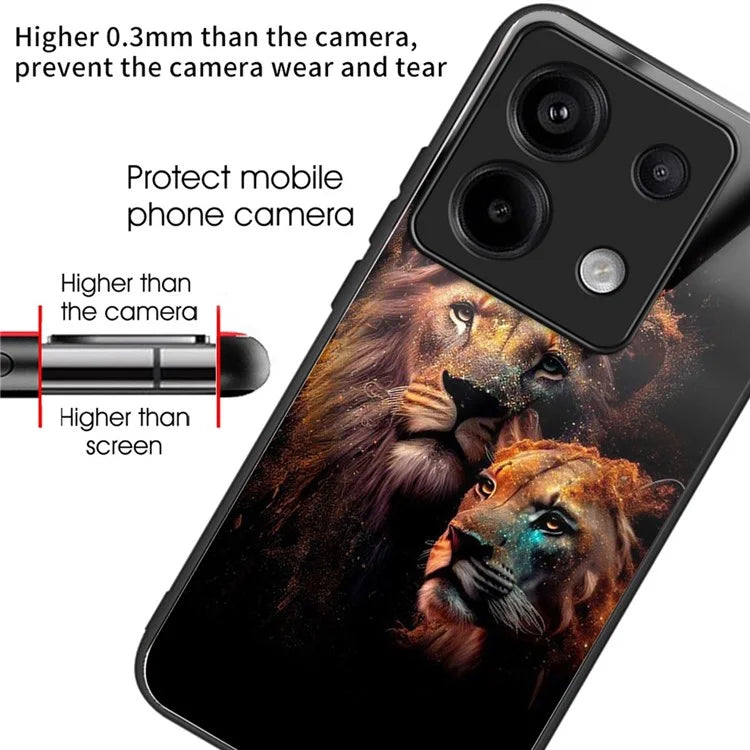 For Xiaomi Redmi Note 13 Pro 5G / Xiaomi Poco X6 5G Case Tempered Glass TPU Drop-Proof Phone Cover Pattern Printing