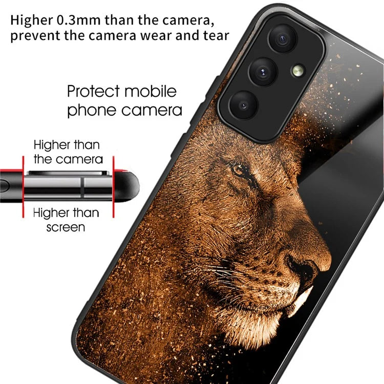 For Samsung Galaxy A35 5G Case Tempered Glass TPU Drop-Proof Phone Cover Pattern Printing