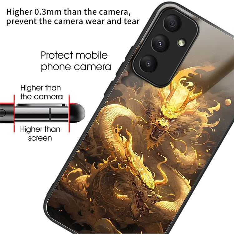 For Samsung Galaxy A55 5G Case Tempered Glass TPU Drop-Proof Phone Cover Pattern Printing