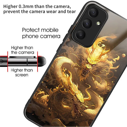 For Samsung Galaxy A55 5G Case Tempered Glass TPU Drop-Proof Phone Cover Pattern Printing