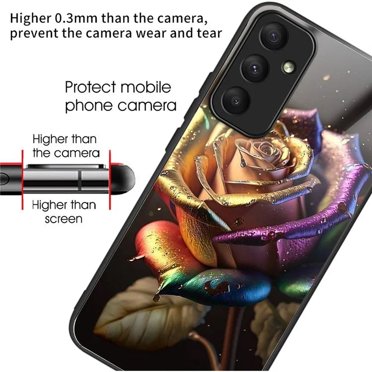For Samsung Galaxy A55 5G Case Tempered Glass TPU Drop-Proof Phone Cover Pattern Printing