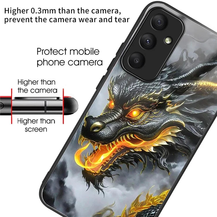 For Samsung Galaxy A55 5G Case Tempered Glass TPU Drop-Proof Phone Cover Pattern Printing
