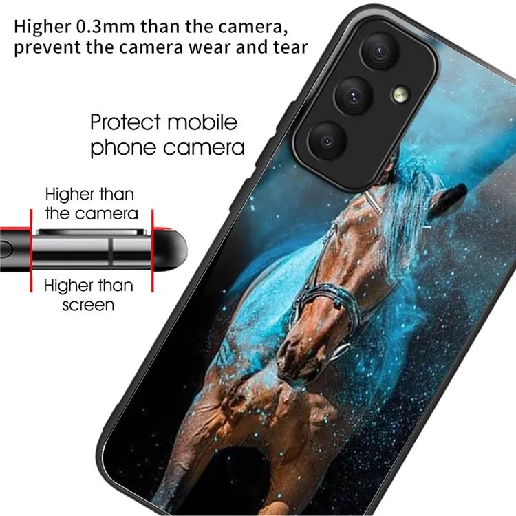 For Samsung Galaxy A55 5G Case Tempered Glass TPU Drop-Proof Phone Cover Pattern Printing