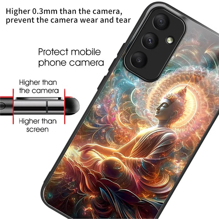 For Samsung Galaxy A55 5G Case Tempered Glass TPU Drop-Proof Phone Cover Pattern Printing