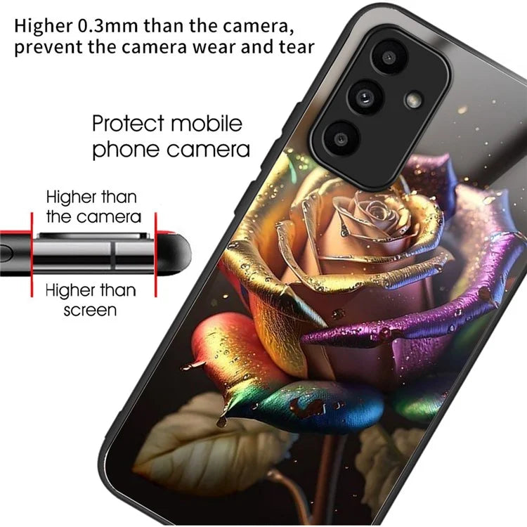 For Samsung Galaxy A15 4G / 5G Case Tempered Glass TPU Drop-Proof Phone Cover Pattern Printing