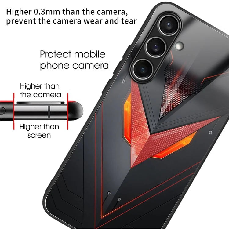For Samsung Galaxy S24 FE Case Tempered Glass TPU Drop-Proof Phone Cover Pattern Printing
