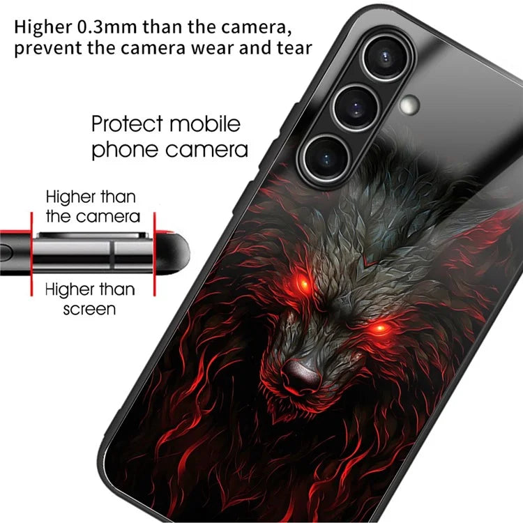 For Samsung Galaxy S24 FE Case Tempered Glass TPU Drop-Proof Phone Cover Pattern Printing