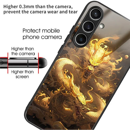 For Samsung Galaxy S24 FE Case Tempered Glass TPU Drop-Proof Phone Cover Pattern Printing