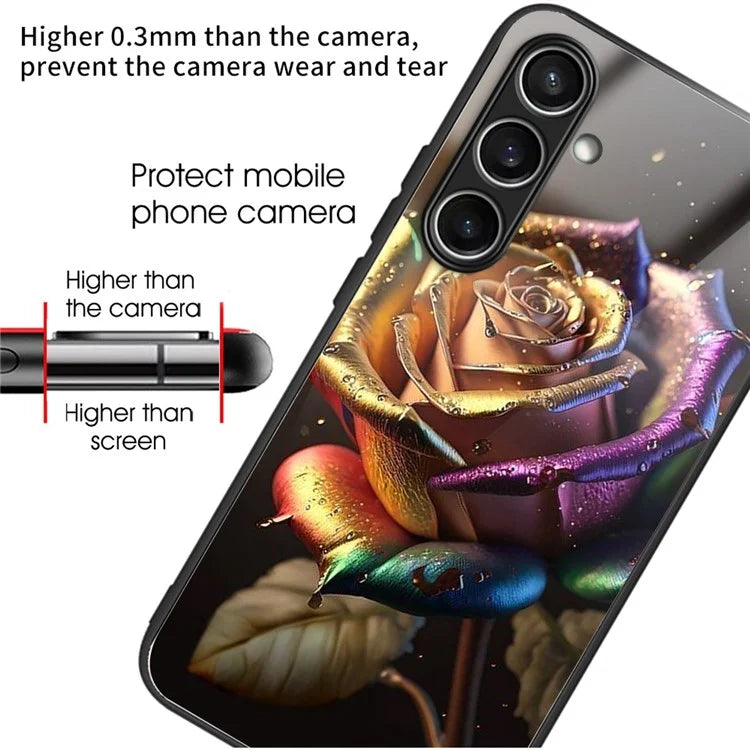 For Samsung Galaxy S24 FE Case Tempered Glass TPU Drop-Proof Phone Cover Pattern Printing