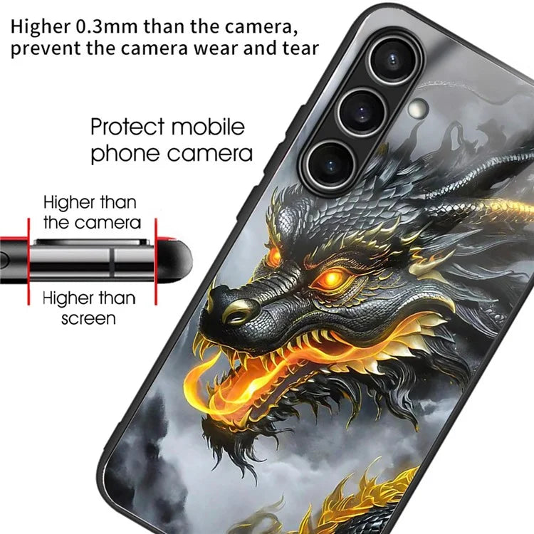 For Samsung Galaxy S24 FE Case Tempered Glass TPU Drop-Proof Phone Cover Pattern Printing