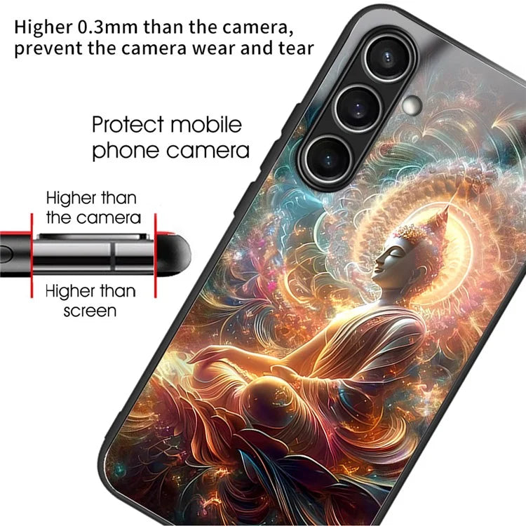 For Samsung Galaxy S24 FE Case Tempered Glass TPU Drop-Proof Phone Cover Pattern Printing