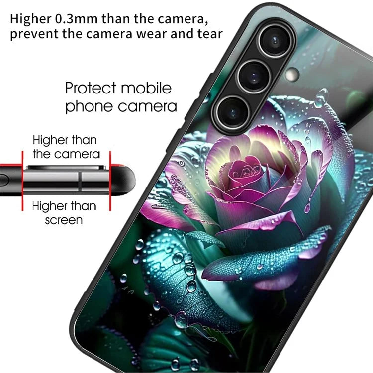 For Samsung Galaxy S24 FE Case Tempered Glass TPU Drop-Proof Phone Cover Pattern Printing