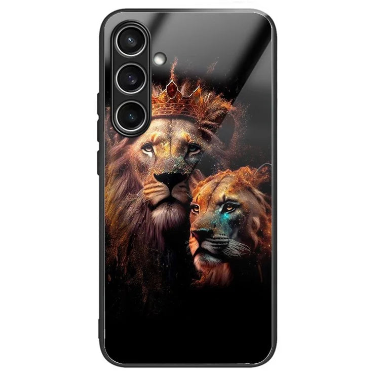 For Samsung Galaxy S24 FE Case Tempered Glass TPU Drop-Proof Phone Cover Pattern Printing